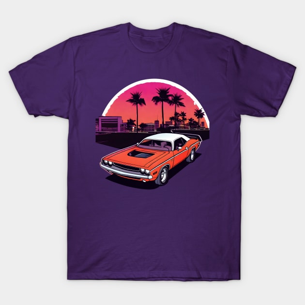 Dodge Challenger in Vice City T-Shirt by BoombasticArt